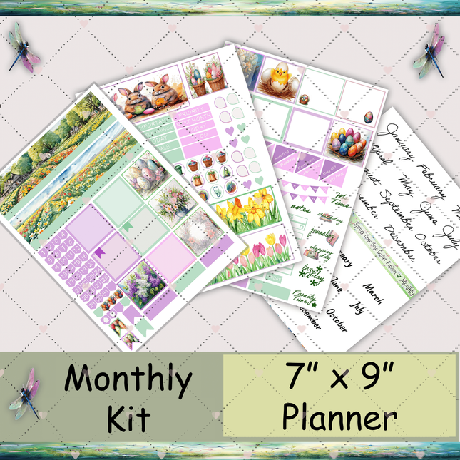7 x 9 Planner | Monthly Sticker Kit | Springtime Joy Easter Edition