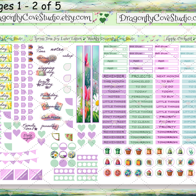 7 x 9 Planner | Weekly Sticker Kit | Springtime Joy Easter Edition