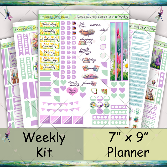7 x 9 Planner | Weekly Sticker Kit | Springtime Joy Easter Edition