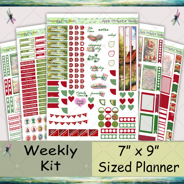 7x9 Planner | Weekly Sticker Kit | Charming Apple Orchard