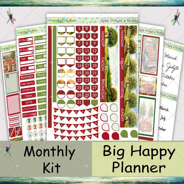 Big Happy Planner | Monthly Sticker Kit | Charming Apple Orchard