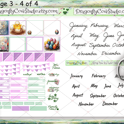 7 x 9 Planner | Monthly Sticker Kit | Springtime Joy Easter Edition