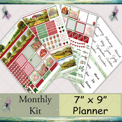 7x9 Planner | Monthly Sticker Kit | Charming Apple Orchard