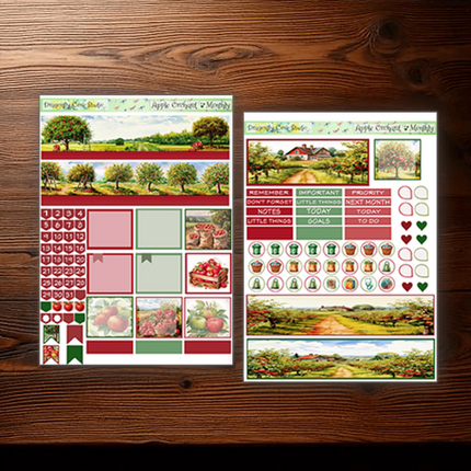 7x9 Planner | Monthly Sticker Kit | Charming Apple Orchard