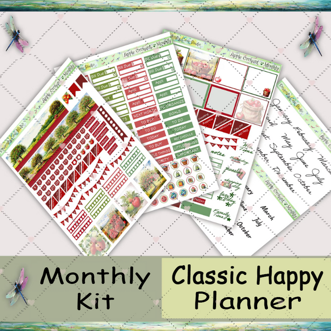 Classic Happy Planner | Monthly Sticker Kit | Charming Apple Orchard