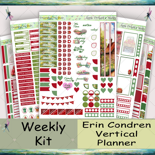 Erin Condren Vertical Planner | Weekly Sticker Kit | Charming Apple Orchard