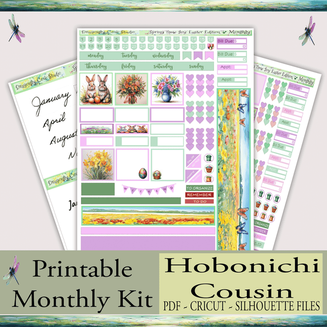 Hobonichi Cousin Planner | Monthly Sticker Kit  | Springtime Joy Easter Edition
