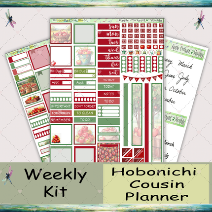 Hobonichi Cousin Planner | Weekly Sticker Kit | Charming Apple Orchard: