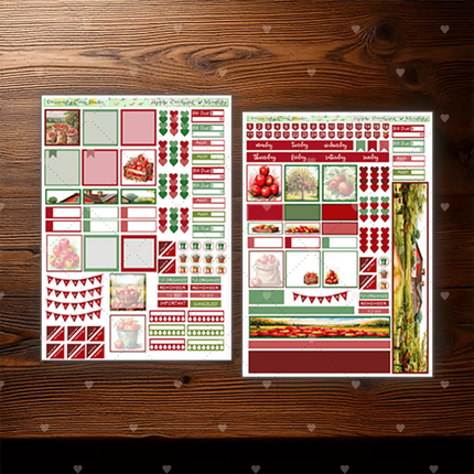 Hobonichi Cousin Planner Monthly Printable Stickers Kit – Charming Apple Orchard | Silhouette & Cricut Cut Files + PDF DragonflyCoveStudio