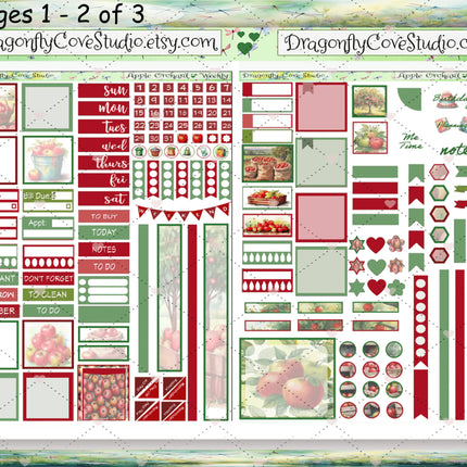 Hobonichi Cousin Weekly Printable Stickers Kit - Charming Apple Orchard: Silhouette & Cricut Cut Files and PDF for Hand Cutting DragonflyCoveStudio