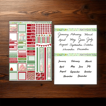 Hobonichi Cousin Weekly Printable Stickers Kit - Charming Apple Orchard: Silhouette & Cricut Cut Files and PDF for Hand Cutting DragonflyCoveStudio