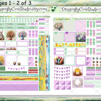 Hobonichi Cousin Planner | Monthly Sticker Kit  | Springtime Joy Easter Edition