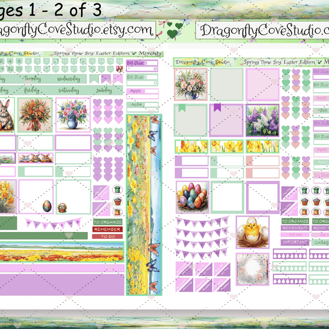 Hobonichi Cousin Planner | Monthly Sticker Kit  | Springtime Joy Easter Edition