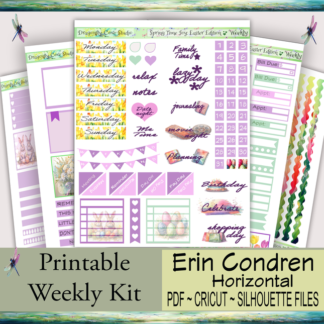 Erin Condren Horizontal Planner | Weekly Sticker Kit | Springtime Joy Easter Edition
