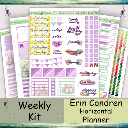 Erin Condren Horizontal Planner | Weekly Sticker Kit | Springtime Joy Easter Edition