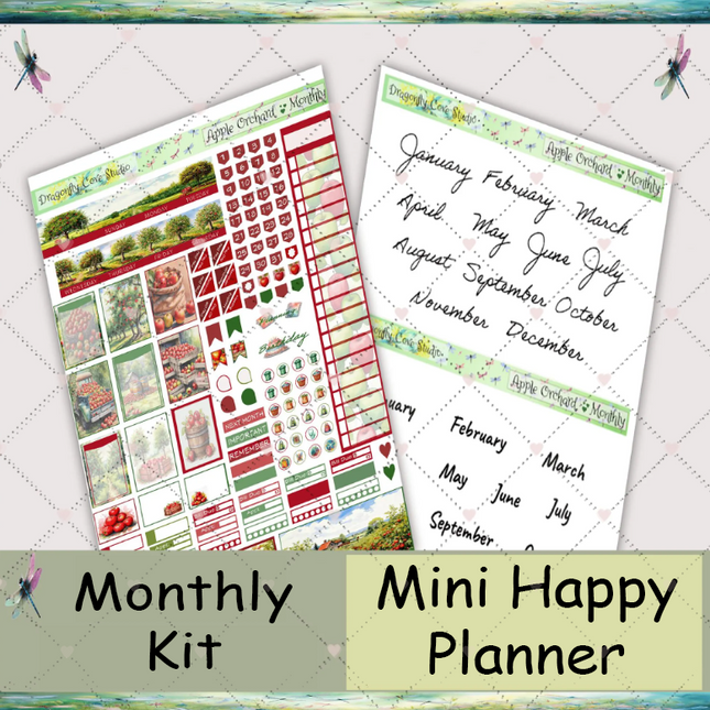 Mini Happy Planner | Monthly Sticker Kit | Charming Apple Orchard