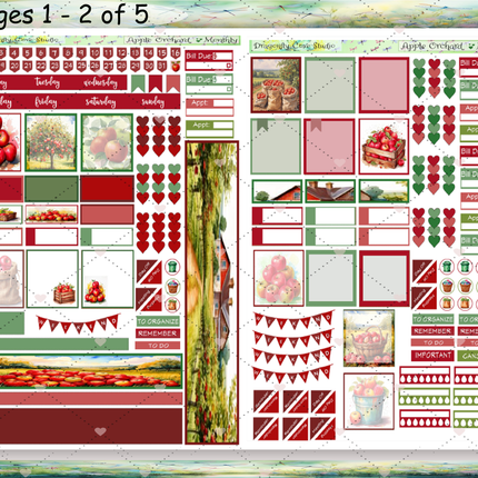 Hobonichi Cousin Planner | Monthly Sticker Kit | Charming Apple Orchard