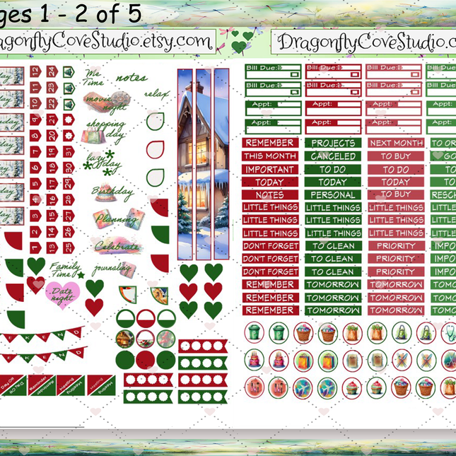 7 x 9 Planner | Weekly Sticker Kit | Mistletoe Cottage