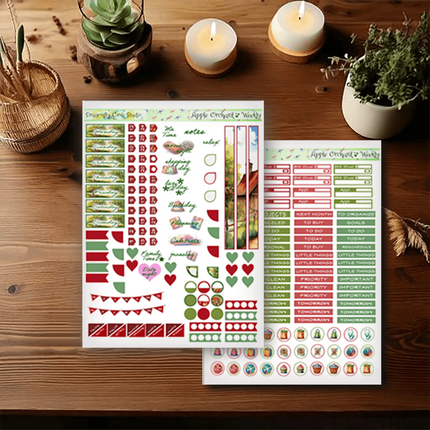 Printable Planner Stickers Kit, Erin Condren Vertical Weekly, Charming Apple Orchard- Silhouette & Cricut Cut Files and PDF for Hand Cutting DragonflyCoveStudio
