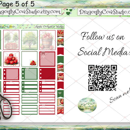 Printable Planner Stickers Kit, Erin Condren Vertical Weekly, Charming Apple Orchard- Silhouette & Cricut Cut Files and PDF for Hand Cutting DragonflyCoveStudio