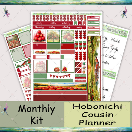 Hobonichi Cousin Planner | Monthly Sticker Kit | Charming Apple Orchard